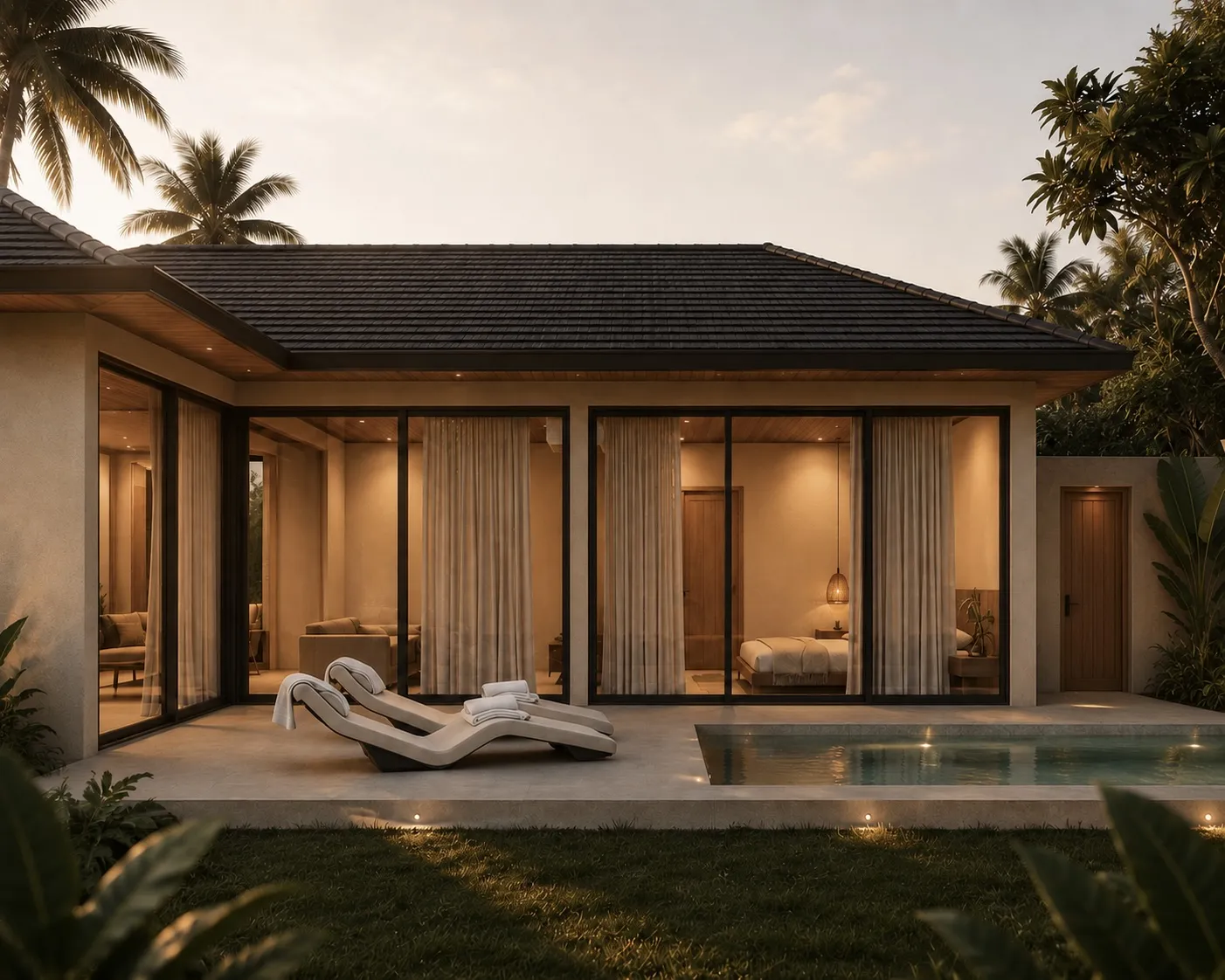 BASE Uluwatu — Вилла 2 спальни — фасад и бассейн